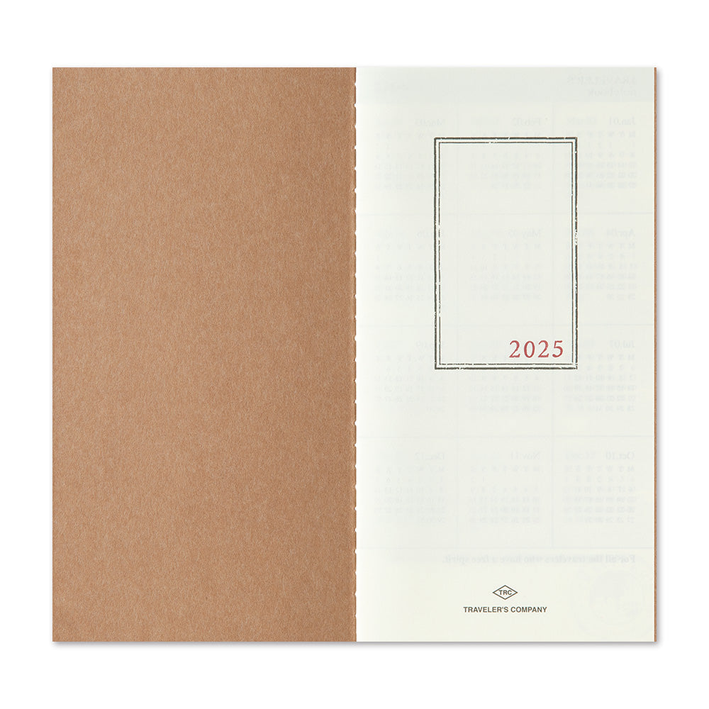 Traveler's Company Notebook Refill 2025 Monthly - A5-