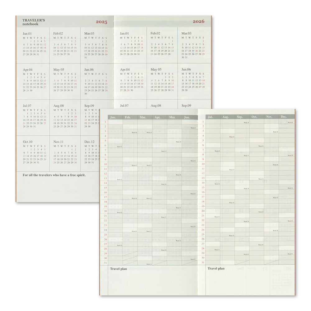 Traveler's Company Notebook Refill 2025 Monthly - A5-