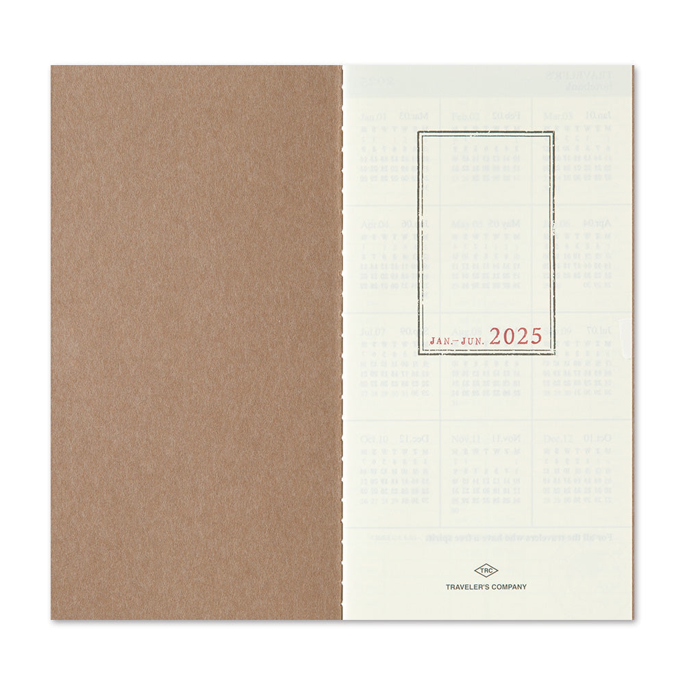 Traveler's Company Notebook Refill 2025 Weekly vertical - A5-