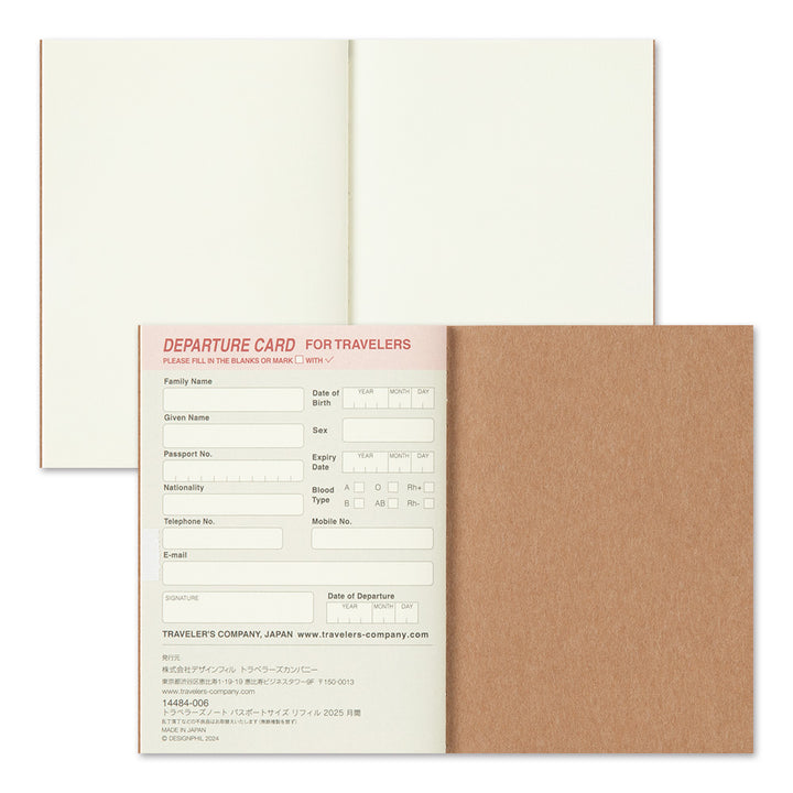 Traveler's Company Notebook Refill 2025 Monthly - Passport Size