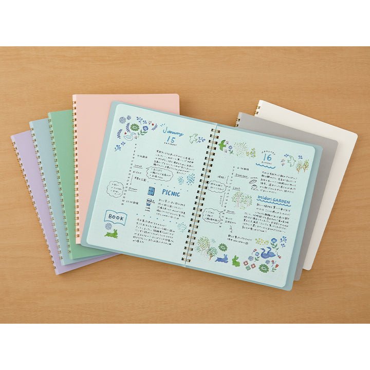 Midori A5 Dot Ruled Colour Paper Ring Notebook