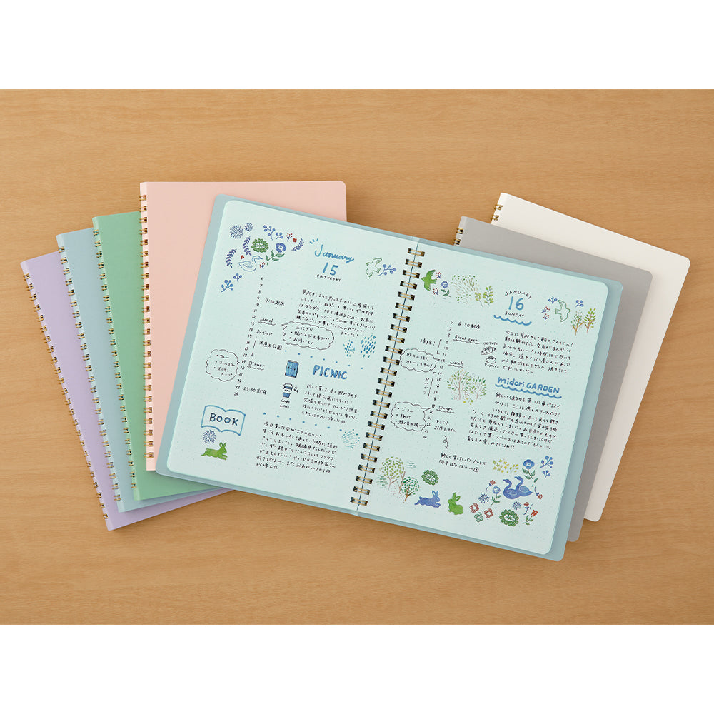 Midori A5 Dot Ruled Colour Paper Ring Notebook