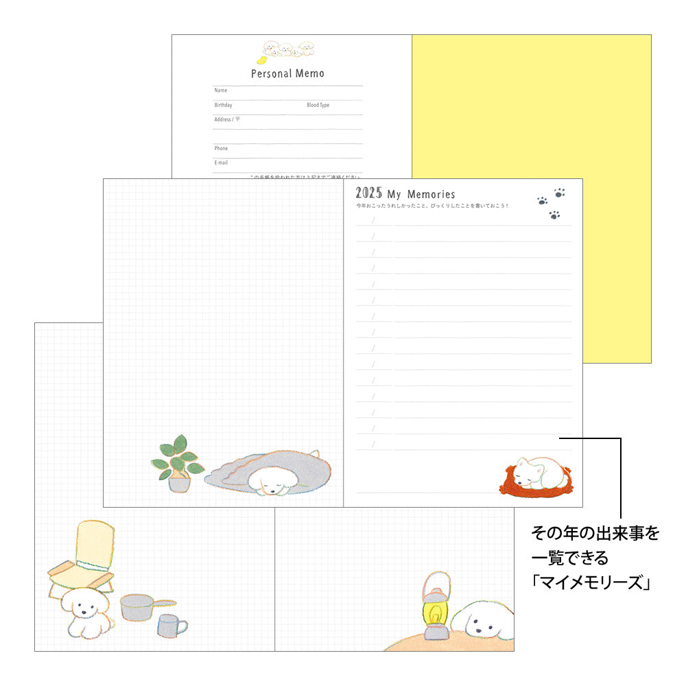 Midori Pocket Diary Dog 2025 - A6