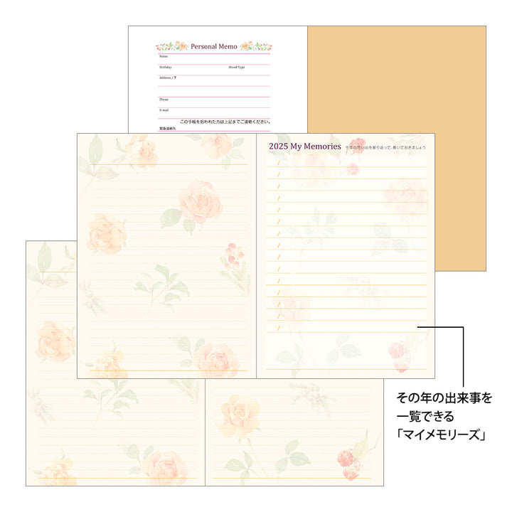 Midori Pocket Diary Country Time Flower 2025 - A6