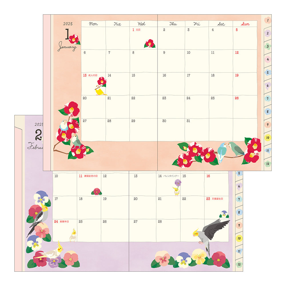 Midori Pocket Diary Bird 2025 - A6