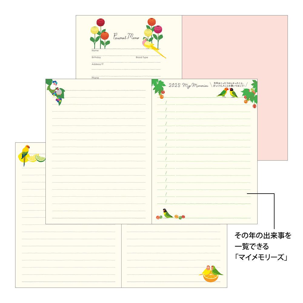 Midori Pocket Diary Bird 2025 - A6