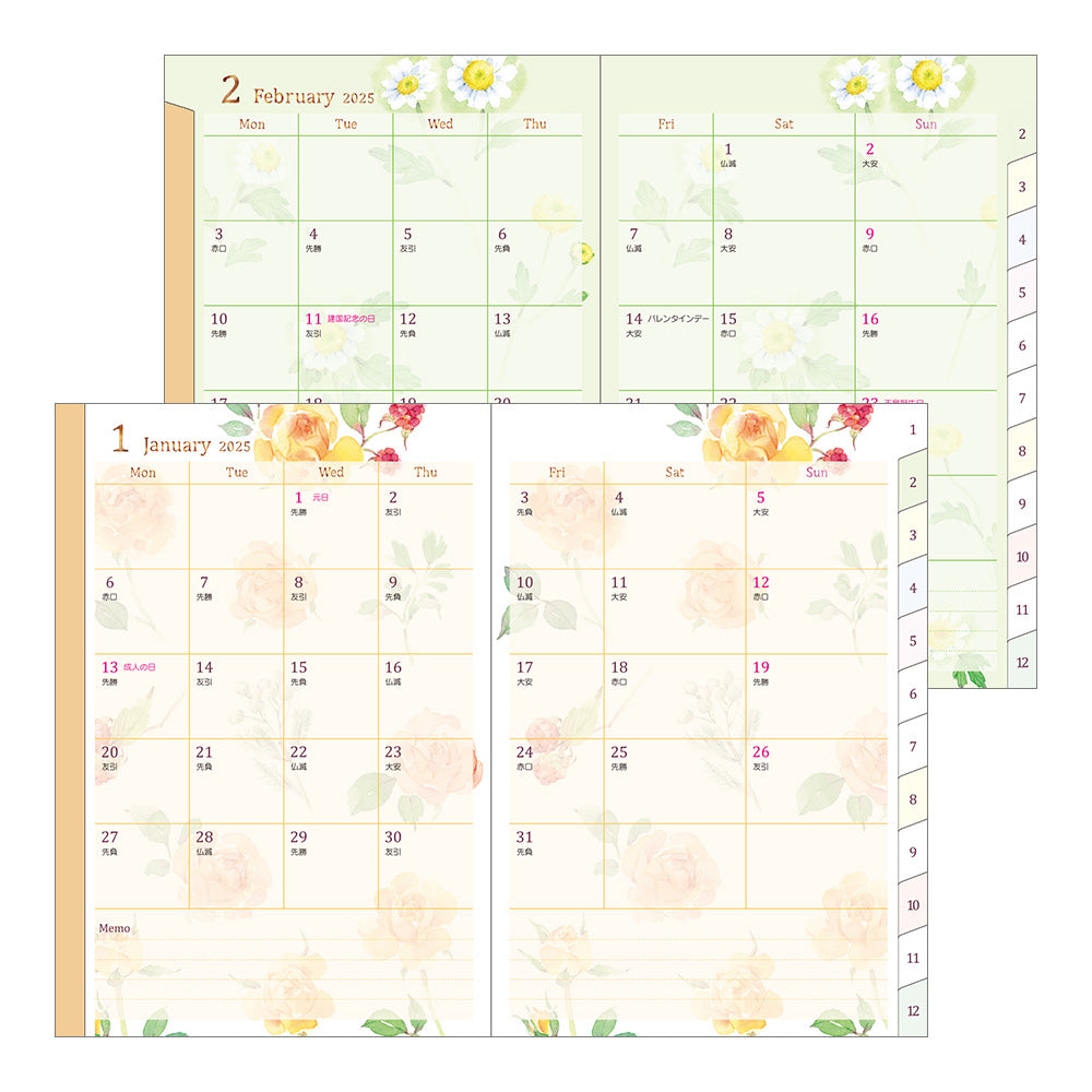 Midori Pocket Diary Country Time Flower 2025 - B6