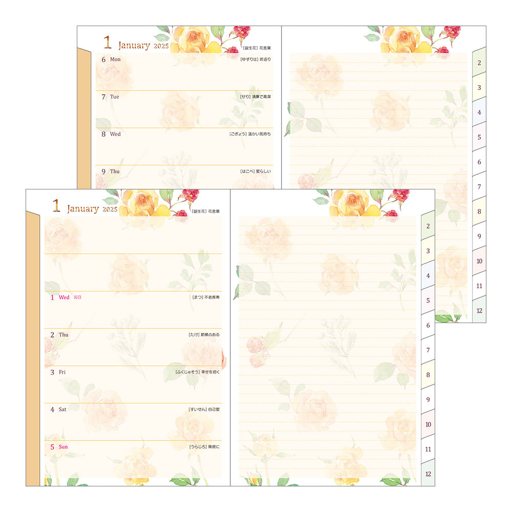 Midori Pocket Diary Country Time Flower 2025 - B6