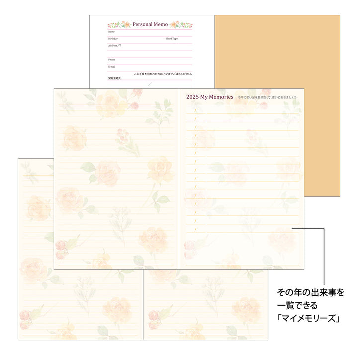 Midori Pocket Diary Country Time Flower 2025 - B6