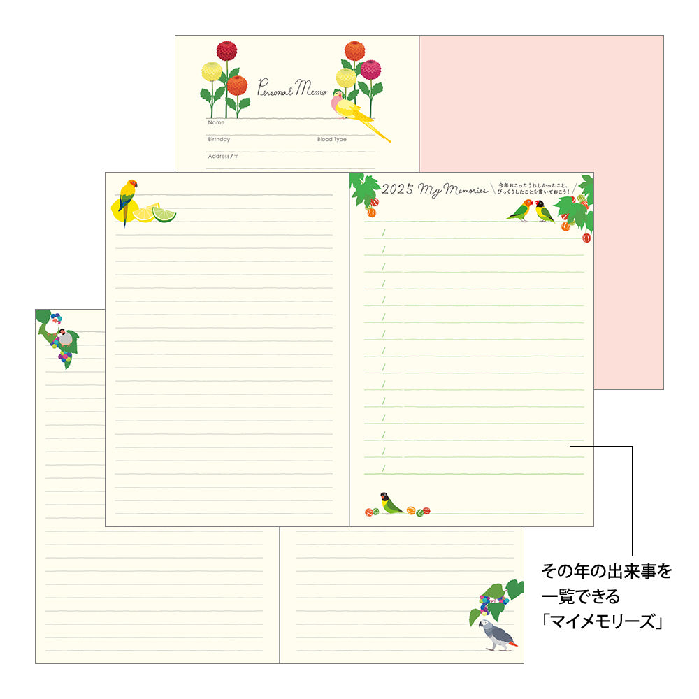 Midori Pocket Diary Bird 2025 - B6