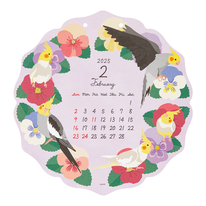 Midori Calendar Wall-Hanging Die Cut Birds 2025