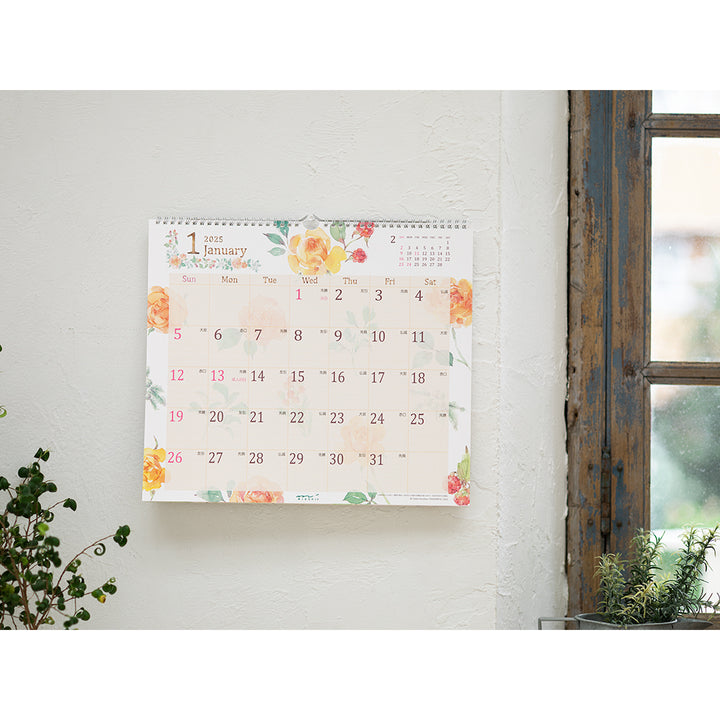 Midori Calendar Wall-Hanging L Country Time Flower 2025