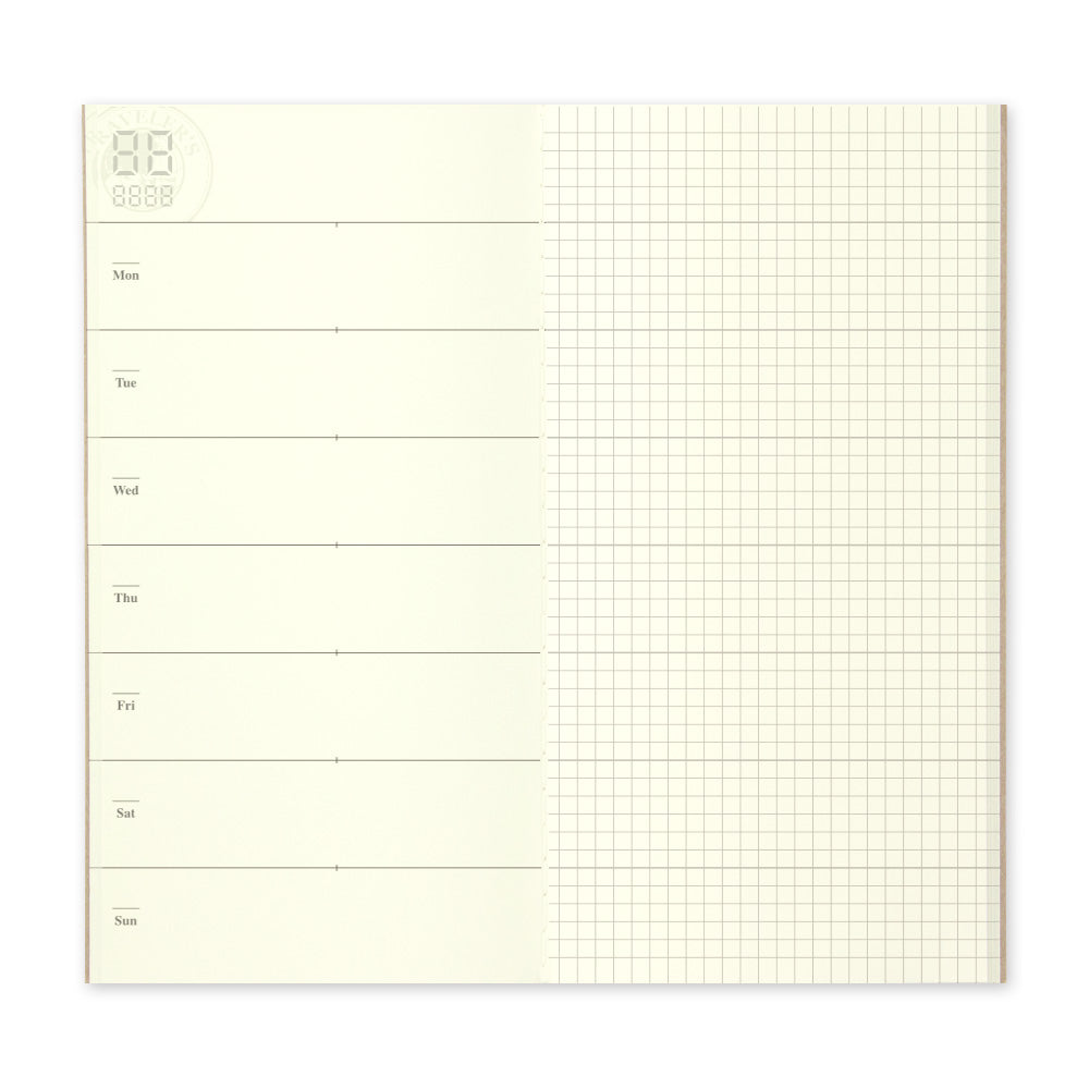 Traveler's Company Notebook Refill 019 Free Diary Weekly + Grid Notebook - A5-