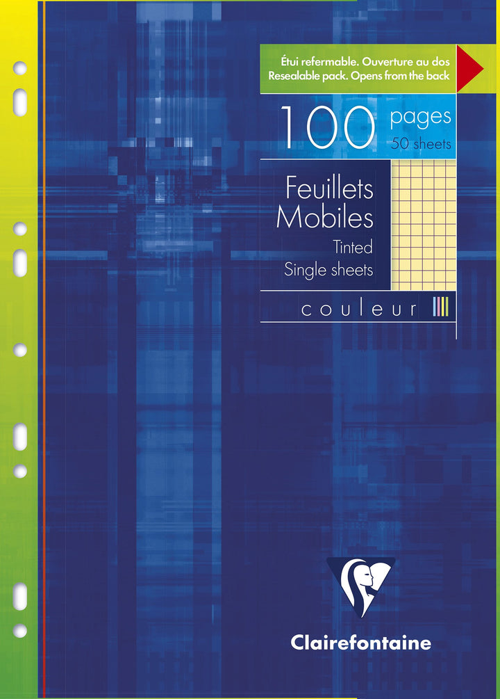 Clairefontaine Basics Square Ruled 90g Multi Punched Holes Loose Sheets - A4