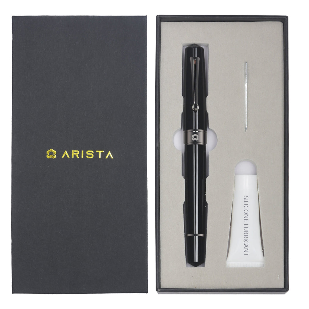 Arista One Classic Shinny Black Titanium Trims Fountain Pen