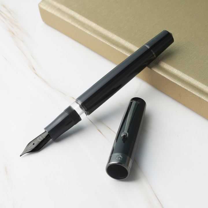 Arista One Classic Shinny Black Titanium Trims Fountain Pen