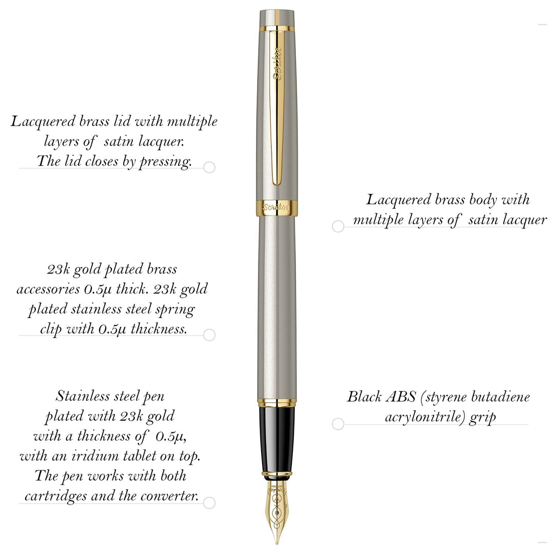 Scrikss | Honour 38 | Fountain Pen | Satin Gold-GT