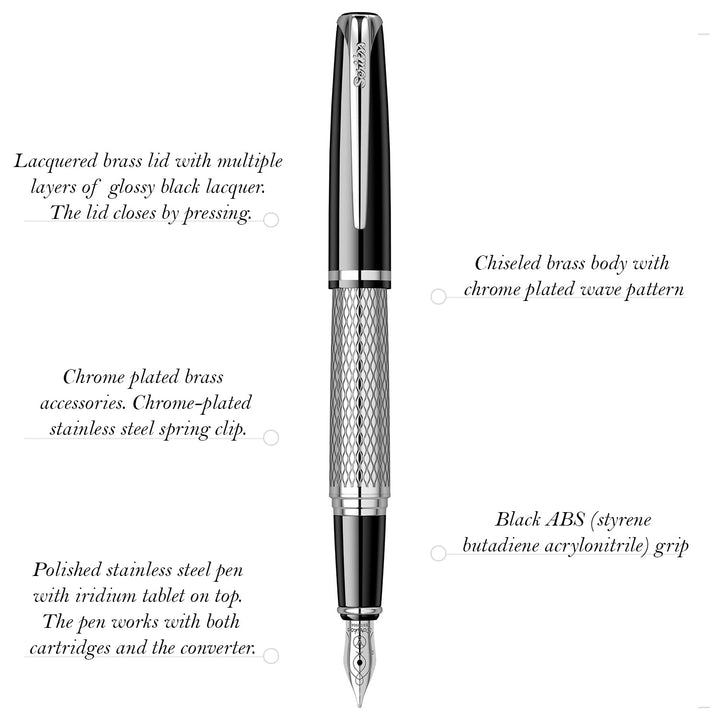 Scrikss | Pera 477 | Fountain Pen | Black Chrome-Medium