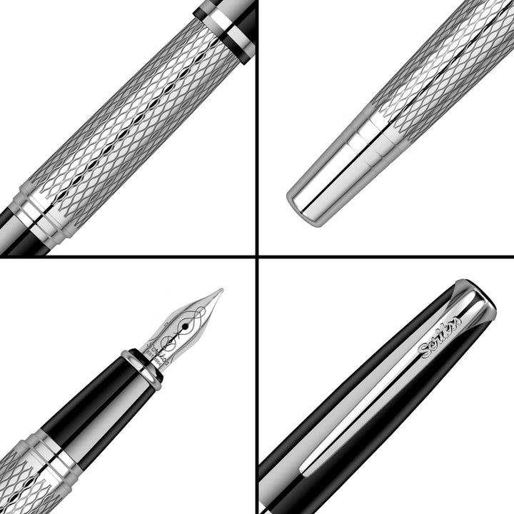 Scrikss | Pera 477 | Fountain Pen | Black Chrome-Medium