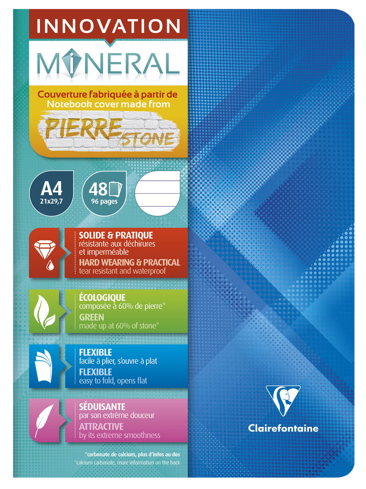 Clairefontaine Mineral Line Ruled Stapled Notebook - A4