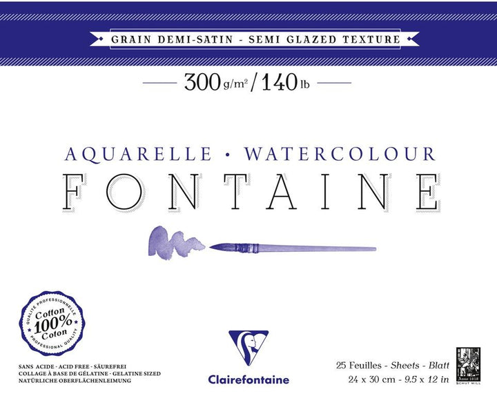 Clairefontaine Fine Art Fontaine Semi Hot Pressed 300g Cotton Paper Pad