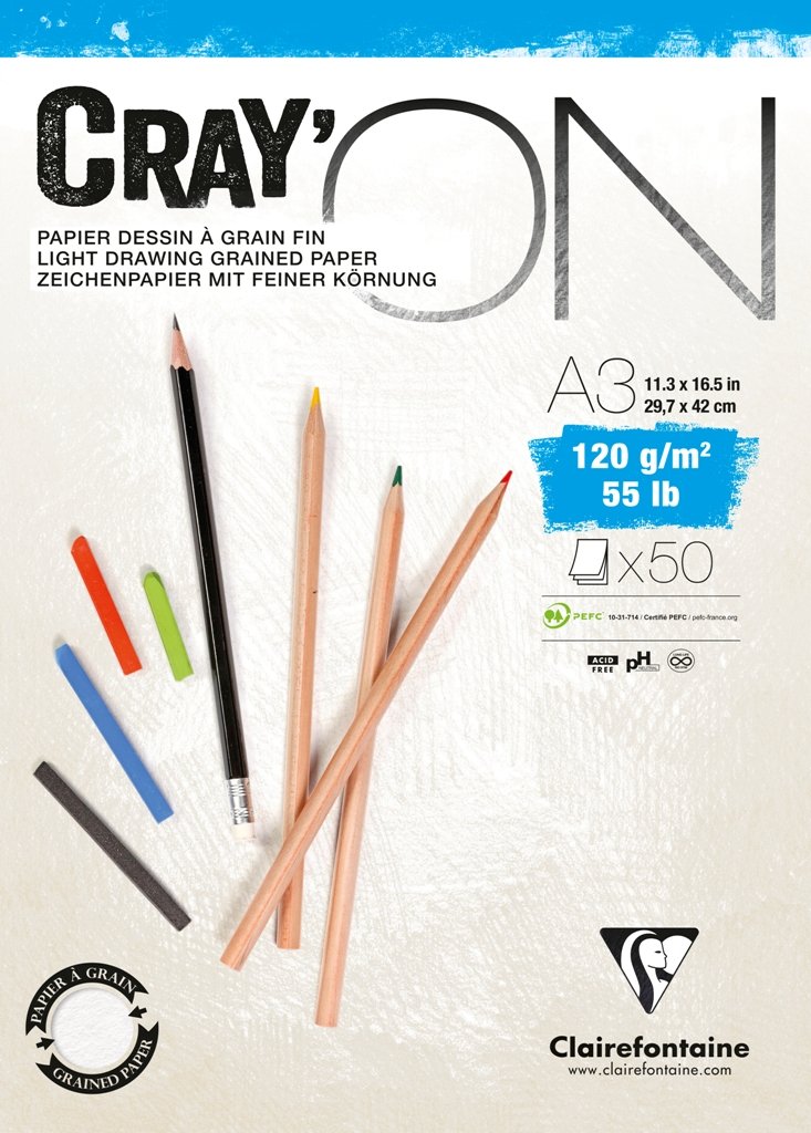 Clairefontaine Fine Art Cray'On White Sketch Pad 120g Glued Pad