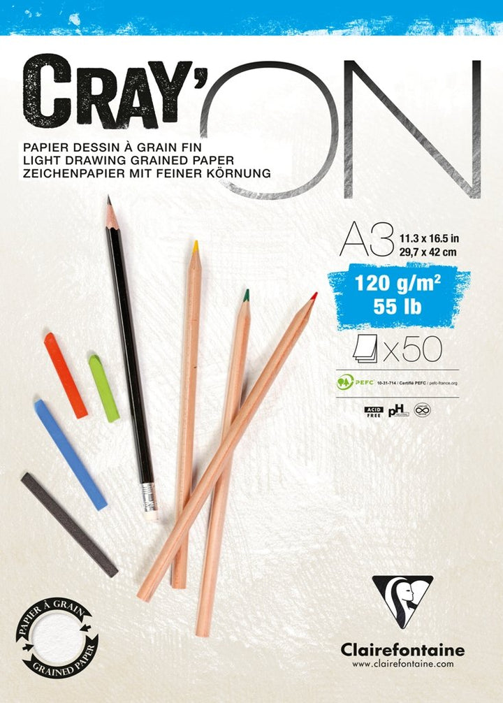 Clairefontaine Fine Art Cray'On White Sketch Pad 120g Glued Pad