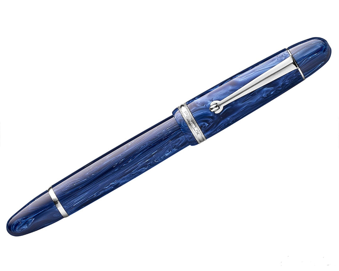 Penlux Masterpiece Grande Fountain Ink Pen | Steel Nib | Blue Wave Body | Piston Filling | Oversize Pen with No. 6 Jowo Nibs