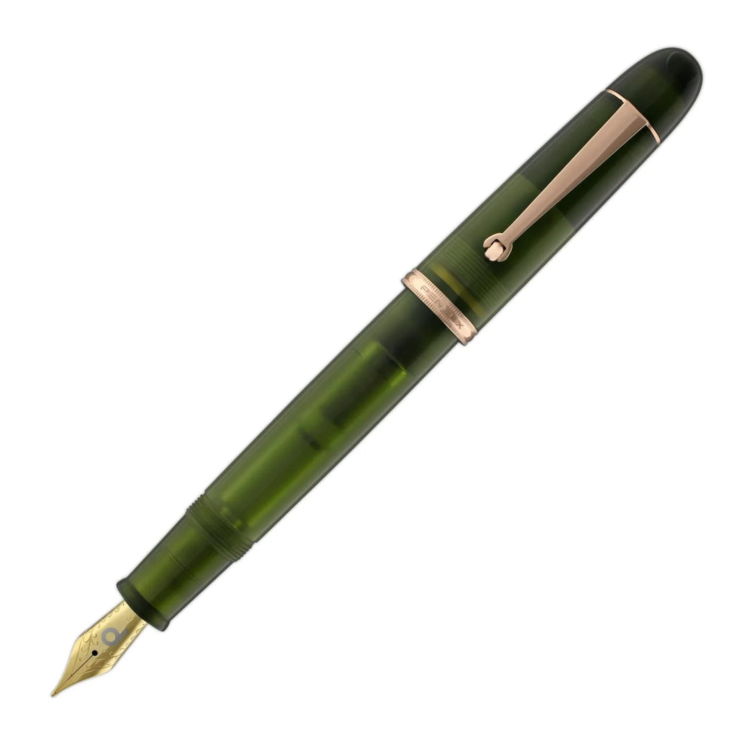 Penlux Masterpiece Grande  Great Natural Fountain Ink Pen | Rain Forest (Green) Body | Piston Filling | Stainless Steel No. 6 Jowo Nibs