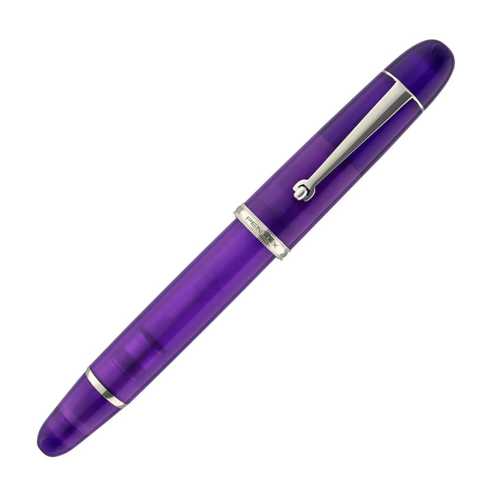 Penlux Masterpiece Grande Great Natural Fountain Ink Pen | Aurora Australis (Purple) Body | Piston Filling | Stainless Steel No. 6 Jowo Nibs