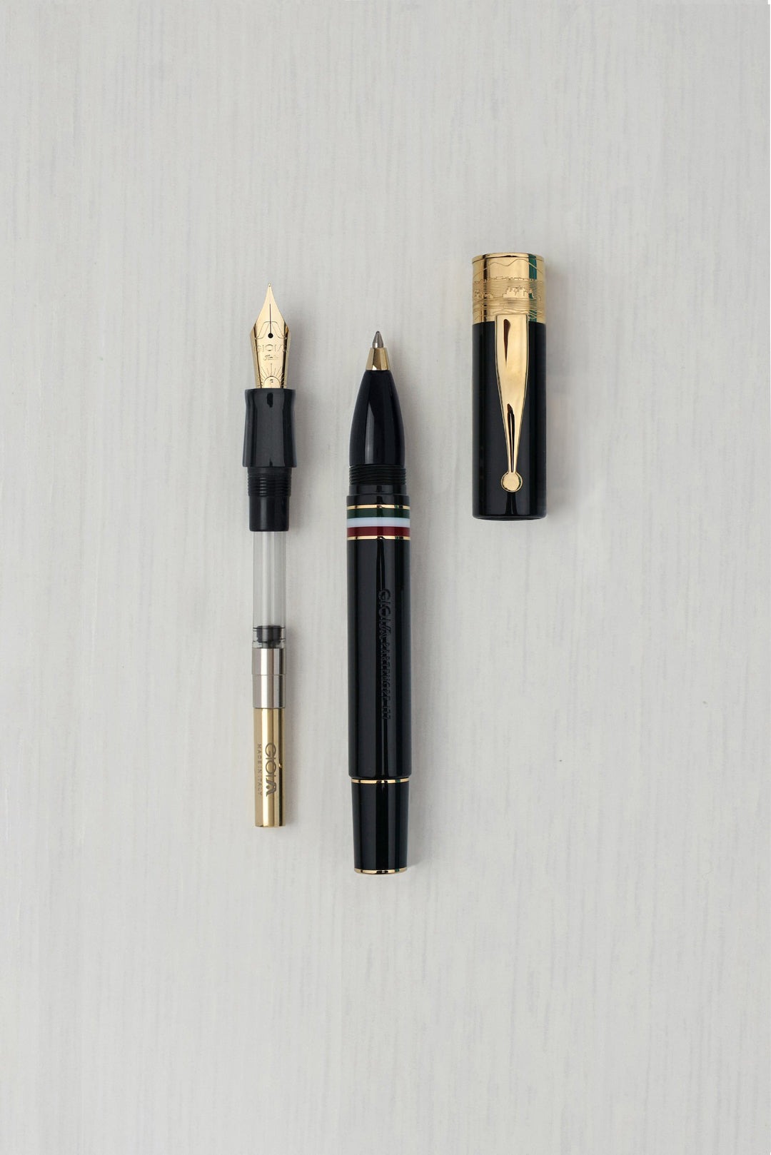 Gioia | Fountain Pen & Rollerball Pen | Partenope Black GT