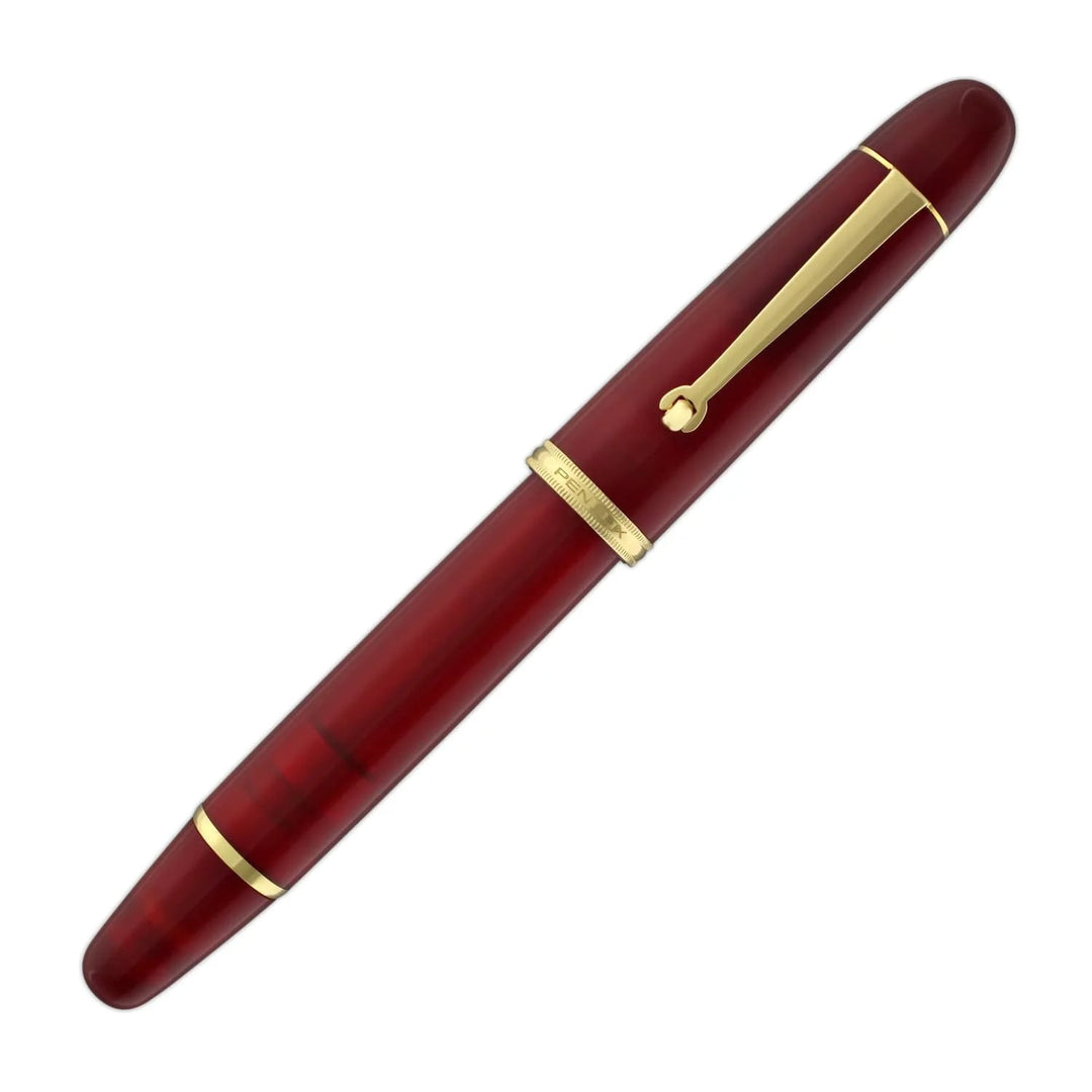 Penlux Masterpiece Grande Great Natural Fountain Ink Pen | Daybreak (Red) Body | Piston Filling | Stainless Steel No. 6 Jowo Nibs