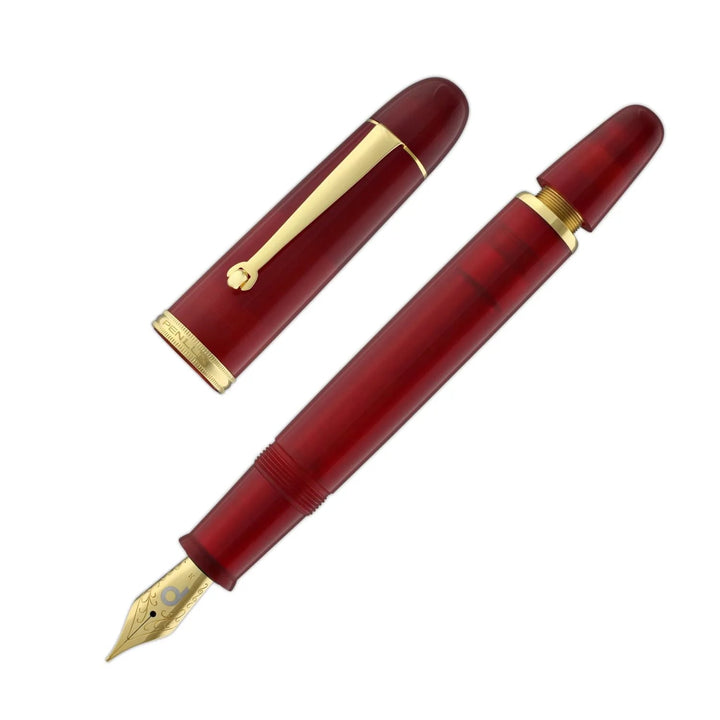 Penlux Masterpiece Grande Great Natural Fountain Ink Pen | Daybreak (Red) Body | Piston Filling | Stainless Steel No. 6 Jowo Nibs